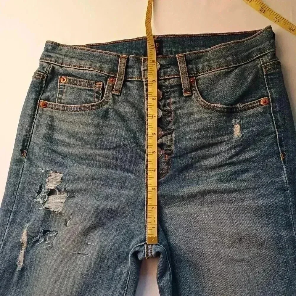 Gap Womens High Rise Skinny Jeans Blue Size 27/4 Distressed Button Fly Raw Hem